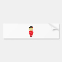 Muñeca japonesa etiqueta de parachoque