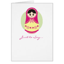Muñeca rusa rosada Notecard Tarjetón
