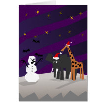 Muñeco de nieve asustadizo felicitacion 