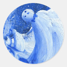 Muñeco de nieve azul del navidad pegatina