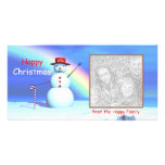 Muñeco de nieve de las felices Navidad Plantilla Para Tarjeta De Foto