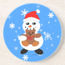 Muñeco de nieve del navidad con el práctico de cos posavasos diseño