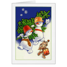Muñeco de nieve del vintage con la tarjeta de Navi