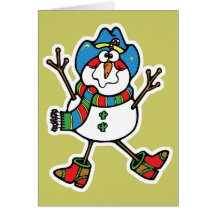muñeco de nieve divertido del vaquero felicitación