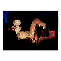 Muñeco de nieve en el desfile de la luz eléctrica felicitación
