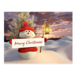 Muñeco de nieve en el navidad postales