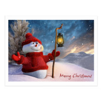 Muñeco de nieve en el navidad tarjetas postales
