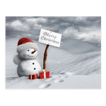 Muñeco de nieve en el navidad tarjetas postales