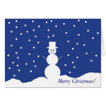 muñeco de nieve en fondo azul felicitacion 