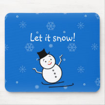 Muñeco de nieve en la nieve alfombrilla de ratones