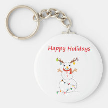 Muñeco de nieve feliz del día de fiesta llavero personalizado