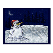 Muñeco de nieve feliz postal