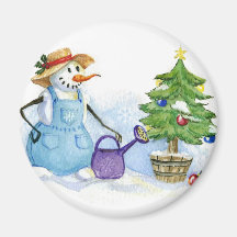 Muñeco de nieve-jardinero imanes para frigoríficos