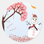 Muñeco de nieve lindo etiqueta