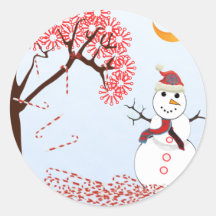Muñeco de nieve lindo etiqueta