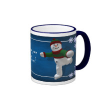 Muñeco de nieve patinador del vintage tazas