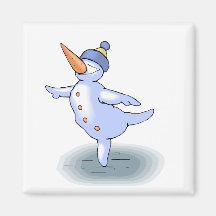 Muñeco de nieve patinador iman