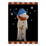 Muñeco de nieve primitivo del chica del navidad li tarjeta