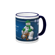 Muñeco de nieve Sledding del vintage Taza