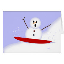 Muñeco de nieve Sledding Tarjeta