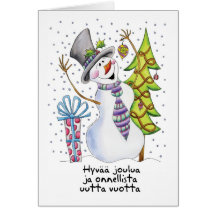 - Muñeco de nieve - tarjeta de Navidad feliz finla