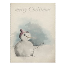 muñeco de nieve tarjeta postal