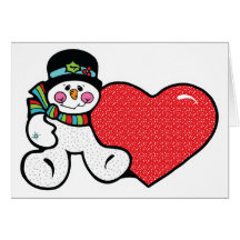 muñeco de nieve y corazón lindos tarjetón