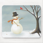 Muñeco de nieve y mousepad cardinal alfombrillas de raton