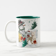 Muñeco de nieve y taza del navidad de bull terrier