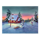 MUÑECO DE NIEVE y TRINEO de SHARON SHARPE Postales