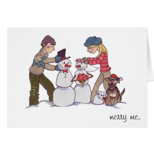 Muñecos de nieve del recién casado "felices yo " tarjeta