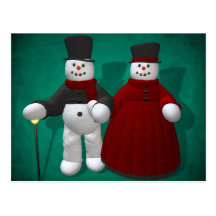 Muñecos de nieve del vintage: Señor y señora Cool Tarjetas Postales