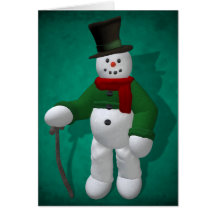 Muñecos de nieve del vintage: Sr. Cratchit Felicitación