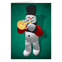 Muñecos de nieve del vintage: Trompetista Felicitación