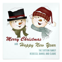 Muñecos de nieve:: Tarjeta de las Felices Navidad Comunicados