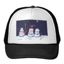 Muñecos de nieve y pares de cardenales gorro