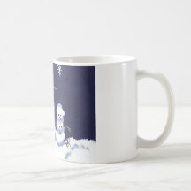 Muñecos de nieve y pares de cardenales tazas de café