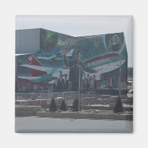 Mural de Northwest Airlines en un edificio de serv Imanes De Nevera