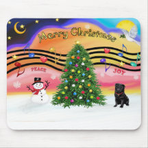 Música 2 del navidad - barro amasado (negro) alfombrillas de ratones
