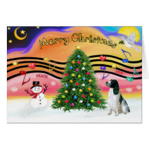 Música 2 del navidad - saltador inglés (BW) Tarjeta