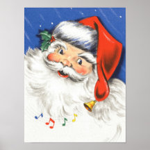 Música alegre de Papá Noel w del navidad del vinta Poster
