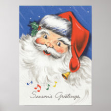 Música alegre de Papá Noel w del navidad del vinta Poster