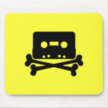 Música - casete retro y huesos cruzados alfombrilla de raton