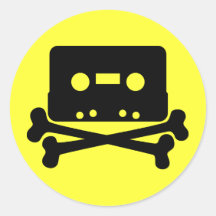 Música - casete retro y huesos cruzados pegatinas redondas