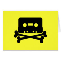 Música - casete retro y huesos cruzados tarjetas