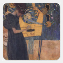 Música - Gustavo Klimt Colcomanias Cuadradas Personalizadas