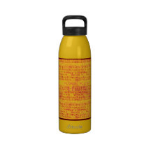 Música roja en el naranja botellas de agua reutilizables