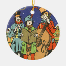 Músicos Caroling del navidad del vintage que juega Adorno De Reyes