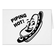 ¡MUY CALIENTE! Perrito caliente retro - negro y bl Felicitaciones