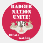 Nación Unite_Recall de Wisconsin Politics_Badger Pegatinas